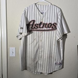 Vintage Authentic MLB Houston Astros Majestic Pinstripe Baseball Jersey XL READ